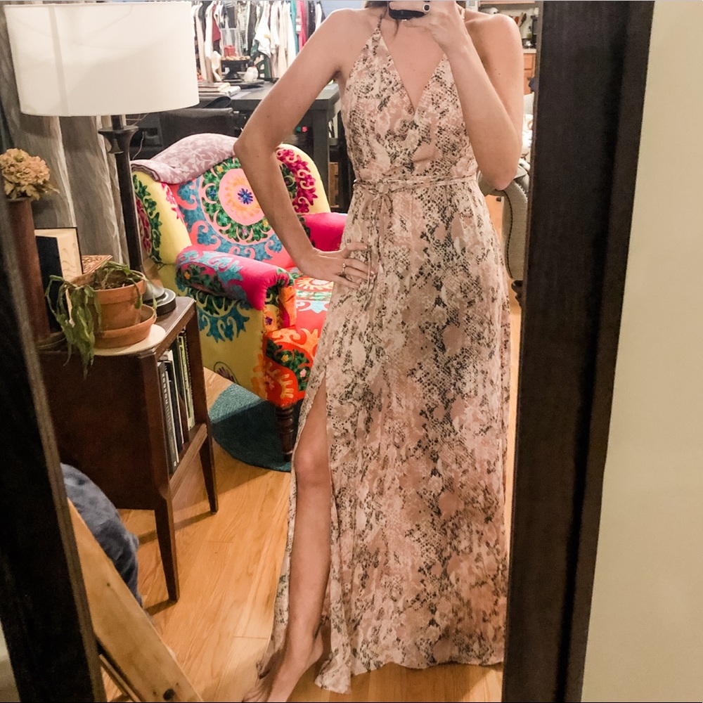 Blush Python Faux Wrap Dress | Small - Picture 14 of 16